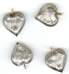 1 13x13x6mm Black Diamond with Foil Lampwork Heart Pendant